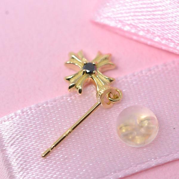 18金 片耳ピアス 十字架 クロス 片耳用 18k K18 ゴールド レディース