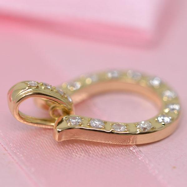 馬蹄 ペンダント 18金 K18 18K ゴールド オシャレな ホースシュー ダイヤモンド 0.30ct シンプル 幸運 ギフト プレゼントの画像