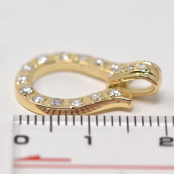 馬蹄 ペンダント 18金 K18 18K ゴールド オシャレな ホースシュー ダイヤモンド 0.30ct シンプル 幸運 ギフト プレゼントの画像
