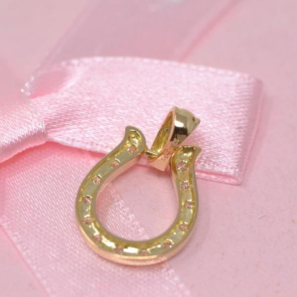 馬蹄 ペンダント 18金 K18 18K ゴールド オシャレな ホースシュー ダイヤモンド 0.30ct シンプル 幸運 ギフト プレゼントの画像