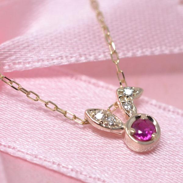 ハッピー ラビット うさぎ ネックレス ダイヤモンド ルビー お耳が