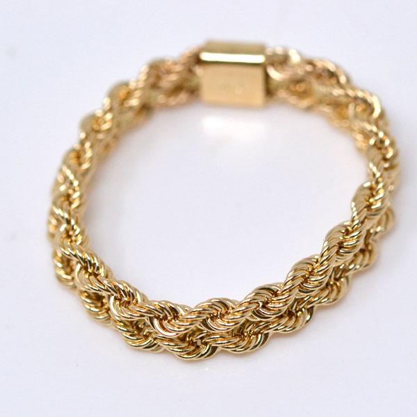 オシャレな ダブル ロープチェーン リング 指輪 18金 k18 18k オシャレな ダブル ロープチェーン リング 指輪 18金 k18 18k