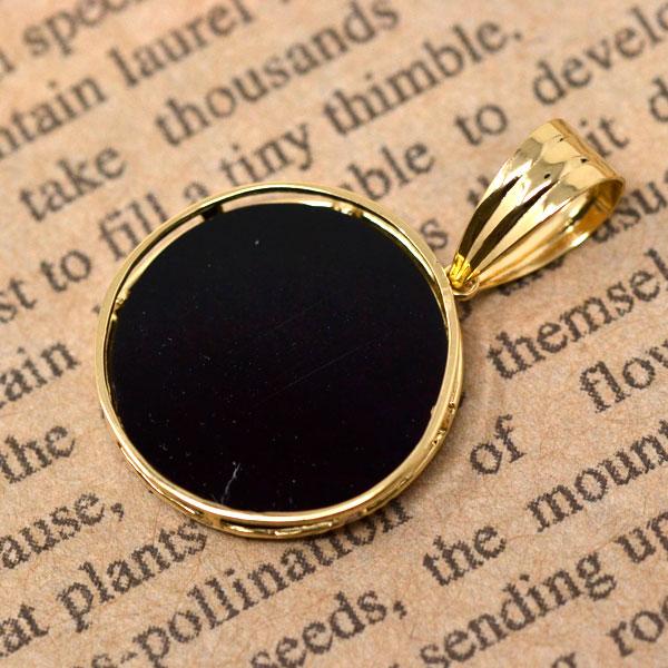 18金 ペンダント トップ 黒 ブラック オニキス イーグル eagle