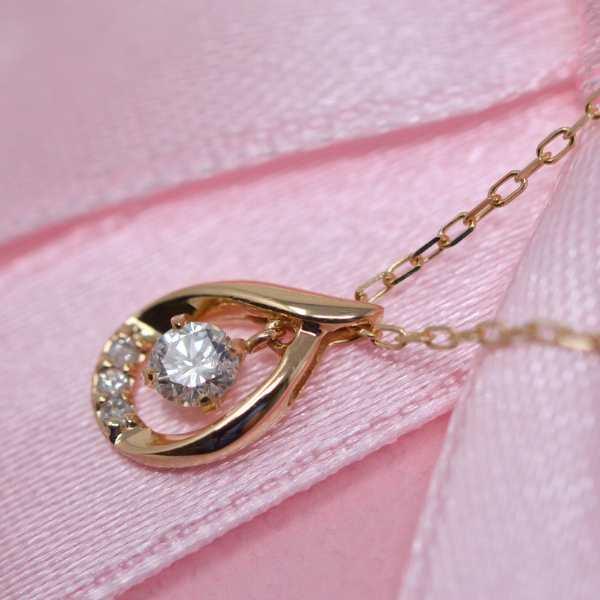 ネックレス レディース 誕生石 バースデーストーン ダイヤモンド 気品のある ペンダント ネックレス K10 10金 揺れる 4月誕生石の画像