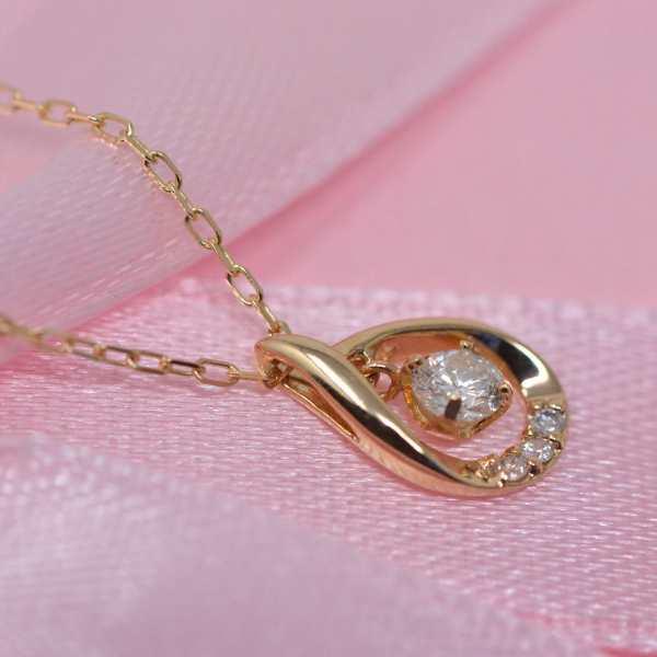 ネックレス レディース 誕生石 バースデーストーン ダイヤモンド 気品のある ペンダント ネックレス K10 10金 揺れる 4月誕生石の画像