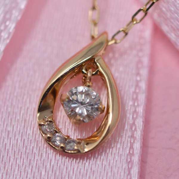 ネックレス レディース 誕生石 バースデーストーン ダイヤモンド 気品のある ペンダント ネックレス K10 10金 揺れる 4月誕生石の画像