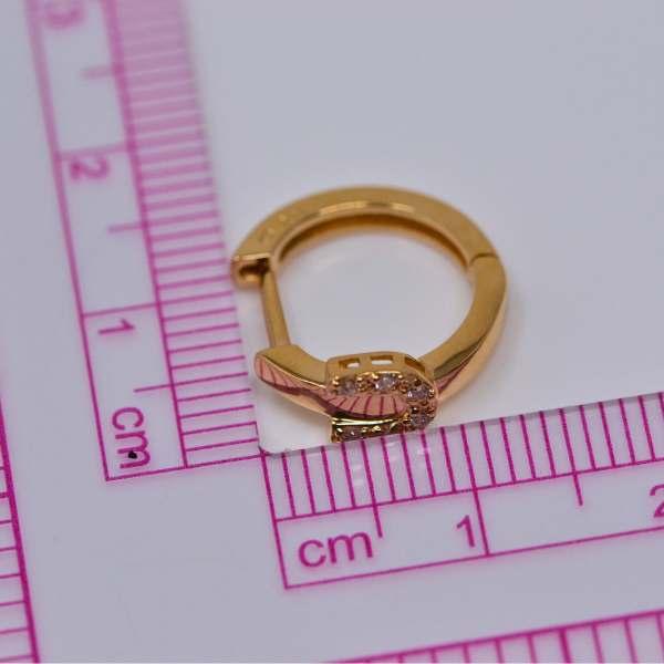 フープピアス 中折れ式 k18 18k 18金 ダイヤモンド 馬蹄 ピアス 幸運 モチーフ ホースシュー レディース ピアス ゴールドの画像