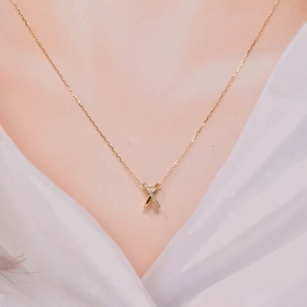 E348 美品 ロイヤルオーダー K18 18K ダイヤ入り ネックレス クロス 18金 ネックレス クロス レディース K18 十字架 ダイヤモンド ゴールド