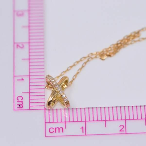 ダイヤモンド 18金 ネックレス クロス エックスX デザイン K18 18K