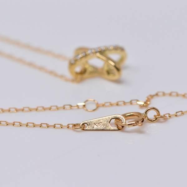 ダイヤモンド 18金 ネックレス クロス エックスX デザイン K18 18K