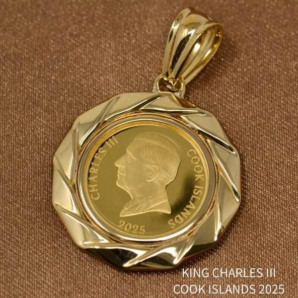 2025年 限定 コイン ユニコーン コイン ペンダント トップ 純金 24金 k24 枠 18金 k18 18k 1/20オンス Unicorn Coin オシャレなペンダントの画像