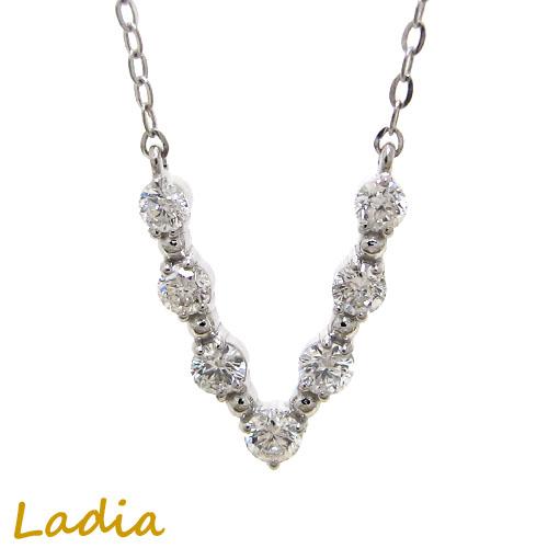 ダイヤモンド ネックレス プラチナ 0.2ct Pt900 Pt850 V ブイ Vライン  