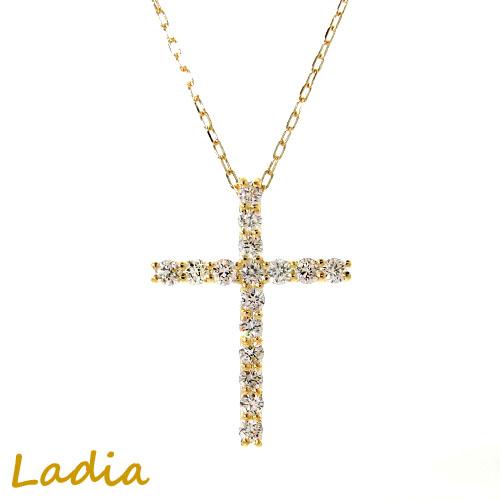 ダイヤモンド ネックレス K18YG 0.3ct クロス イエローゴールド 18金 