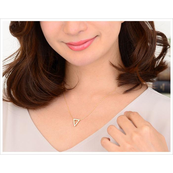 ダイヤモンド ネックレス K18YG 0.4ct トライアングル 三角 イエロー 