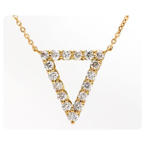 ダイヤモンド ネックレス K18YG 0.4ct トライアングル 三角 イエロー 