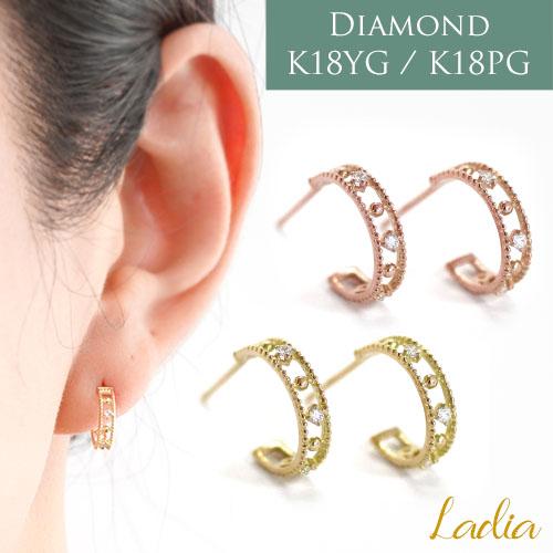 専用⭐︎ダイヤモンドk18YGフープピアス K18YG フープピアス ダイヤモンド付き（両耳）-ランクル250