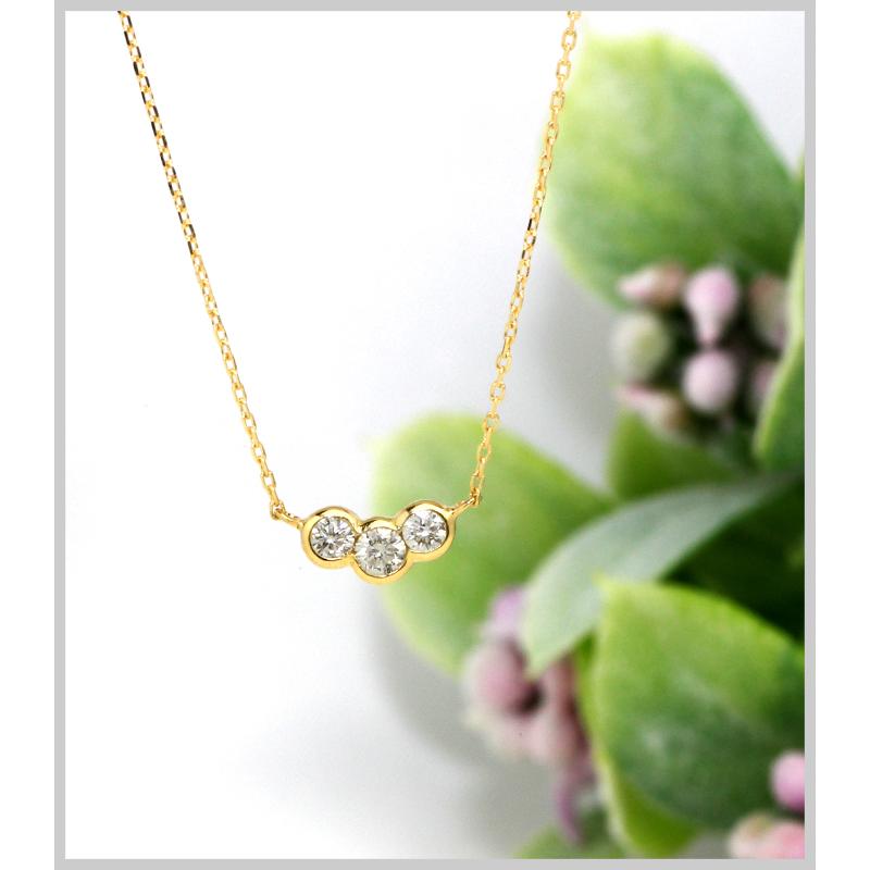 ネックレス レディース ゴールド ダイヤモンド 0.12ct K18 イエロー