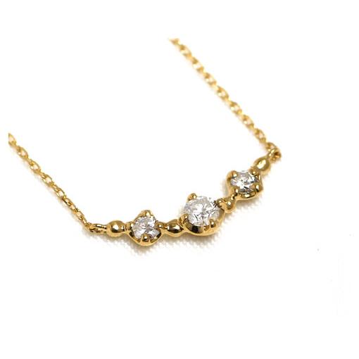ダイヤモンド ネックレス K18 イエローゴールド 0.12ct ライン