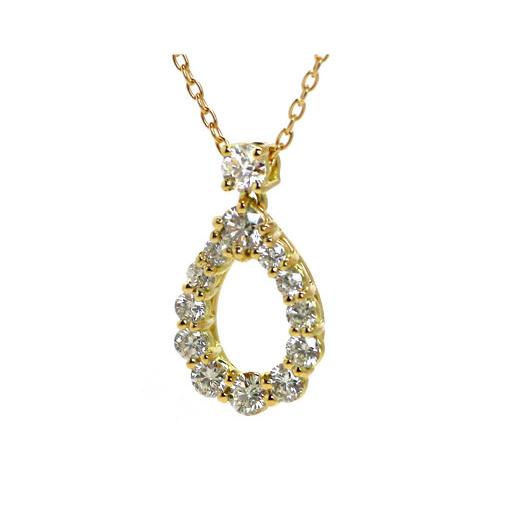 ネックレス ダイヤモンド K18YG イエローゴールド 0.7ct ドロップ 雫  