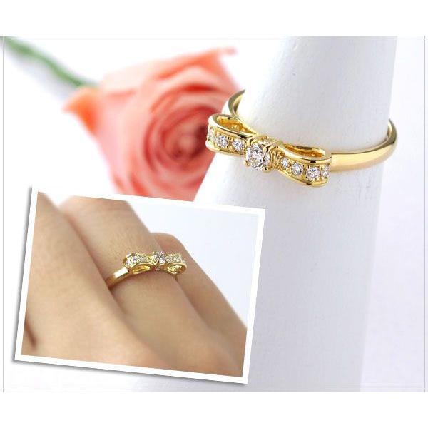 値下げ中】K18PG ダイヤモンド リボンモチーフ リング