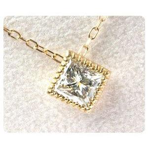 ダイヤモンド ネックレス プリンセスカット 0.3ct SIクラス 中央