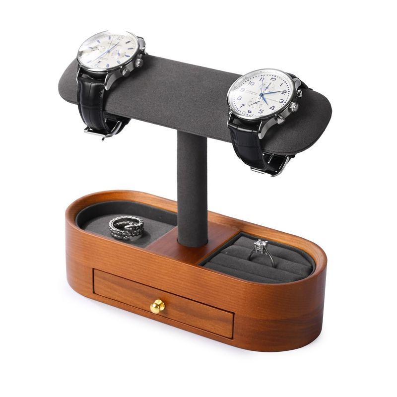 Oirlv 腕時計 スタンド ウォッチスタンド 木製 2~4本用 引き出し付き 収納 ディスプレイ 撮影用 高級 おしゃれ 時計置き台 SM