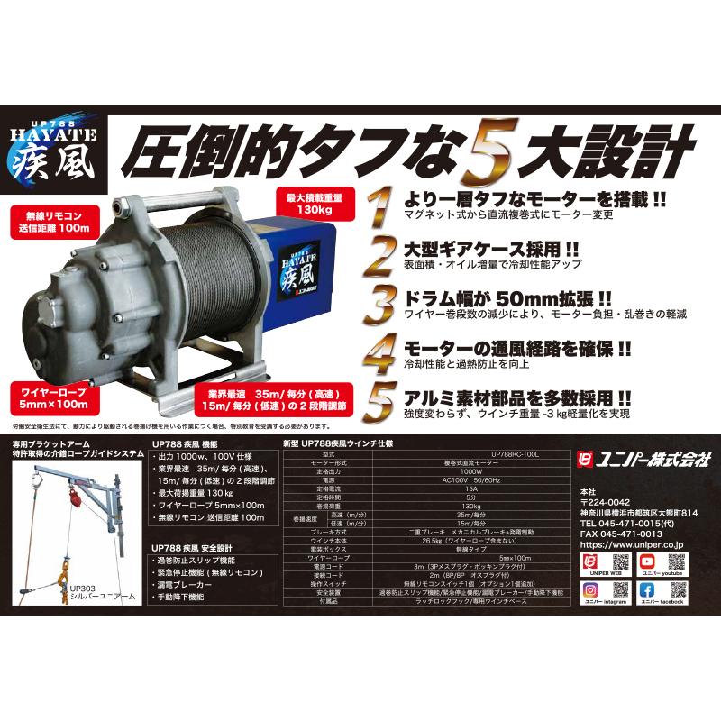 ユニパー 疾風(はやて) ウインチ UP788RC 1基 無線式(リモコン1or2個 