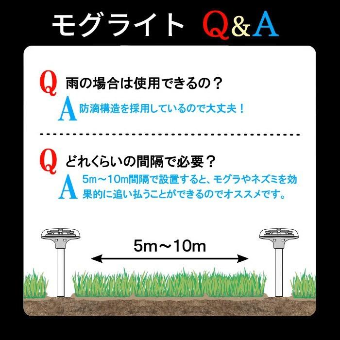 動植物を傷つけず、光と音で追い払う！　ソーラー式　アニマルバリア・モグライト IJ-ANB11　3個セット　モグラ対策/害獣対策｜j-o-a-t｜05