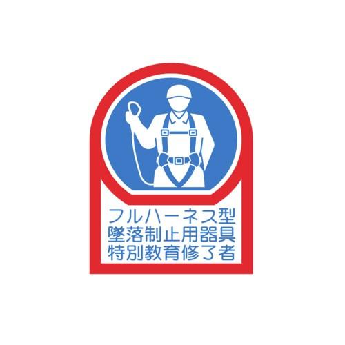 日本緑十字社　ヘルメット用ステッカー　フルハーネス型墜落制止用器具特別教育修了者  233128 　35×25mm　10枚１組　HL-128　【6組まで追跡メール便対応可能】 | 