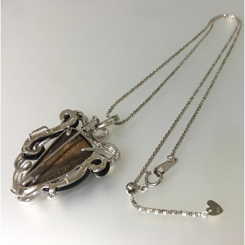 オニキス ボルダーオパールネックレス ダイアモンド入りK18WG 