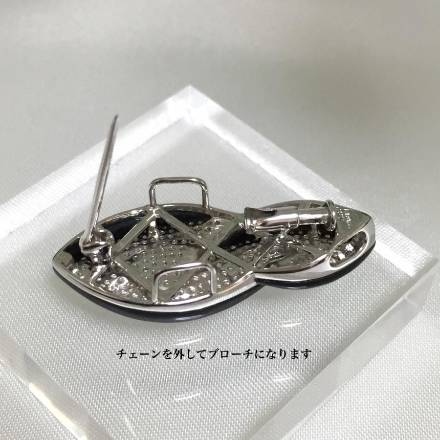 ダイアモンドネックレス オニキス&ダイアモンド K18WG ペンダントネックレス  ダイアモンド入りペンダントネックレスの画像