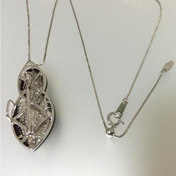 ダイアモンドネックレス オニキス&ダイアモンド K18WG ペンダントネックレス  ダイアモンド入りペンダントネックレスの画像