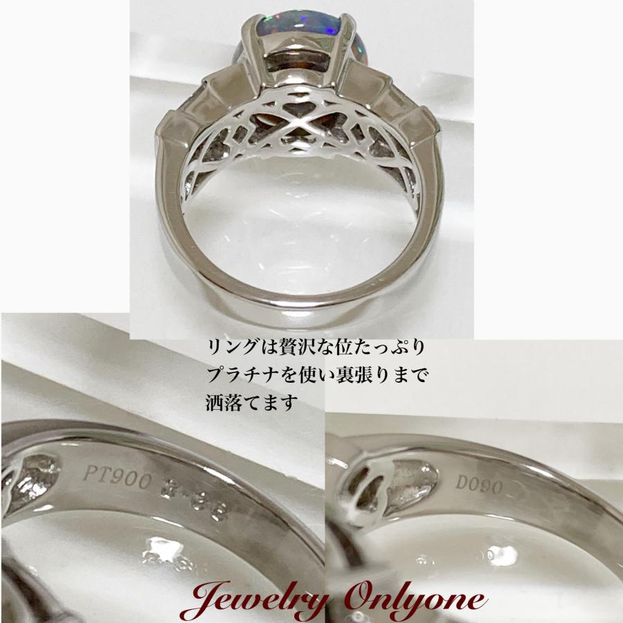 ブラックオパールリング ダイアモンド入りリプラチナリング指輪 ブラックオパールリング ダイアモンド入りリプラチナリング指輪