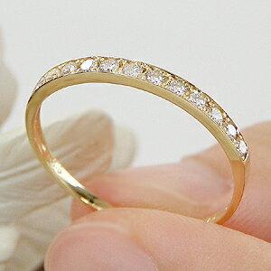ダイヤモンドエタニティリング K18YG or K10YG 0.2ct 18金 10金 ゴールド フチあり 指輪 ハーフエタ 重ねづけ ピンキー シンプル 細身 ダイヤ 0.2ct 324008の画像