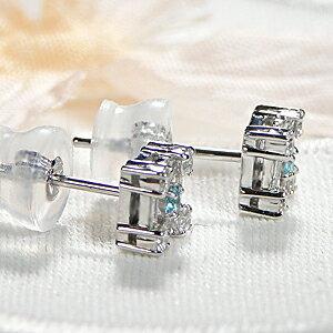 プラチナ パライバトルマリン ダイヤモンド ピアス Pt900 四角