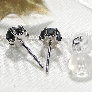 プラチナ 1.0ct 一粒 ブラック ダイヤモンド Pt900 ピアス