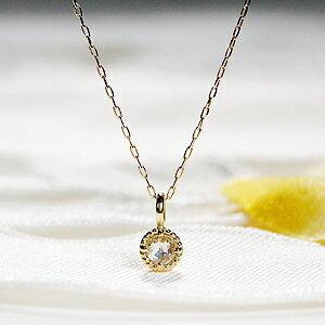 ローズカット ダイヤモンド プチ ネックレス K18YG 0.06ct