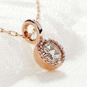 ローズカット ダイヤモンド プチ ネックレス K18PG 0.06ct