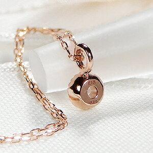 ローズカット ダイヤモンド プチ ネックレス　K18PG 0.06ct  Ｋ１８ １８金 ピンク ゴールド ペンダント 人気 ダイヤ ジュエリー ダイア 一粒 ミル打ち 329560の画像