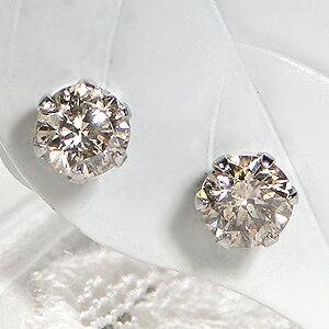 プラチナ 0.40ct ブラウン ダイヤモンド 一粒 ピアス Pt900