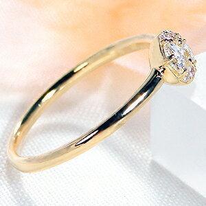 ローズカット ダイヤモンド リング K18YG 0.18ct K18 18金 イエロー  