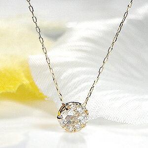 k18 ローズカット　ダイヤ　ペンダントトップ　チャーム ローズカット ダイヤモンド ネックレスK18YG 0.18ct K18 18金