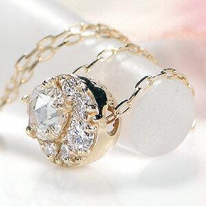 ローズカット ダイヤモンド ネックレスK18YG 0.18ct K18 18金