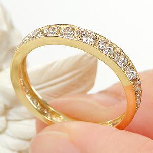 ダイヤモンドエタニティリング K18YG or K10YG 1.0ct 18金 10金 ゴールド フチあり 指輪 ハーフエタ 重ねづけ  シンプル ダイヤ 1.0カラット 330955の画像