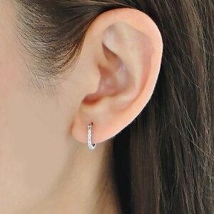 H＆C ピアス ダイヤモンド フープピアス ハートキュー プラチナ 0.2  