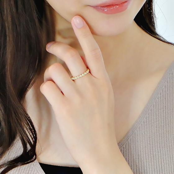 地金 ドット リング K18YG 18金 イエロー ゴールド 指輪 クラシカル