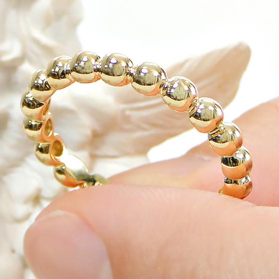 地金 ドット リング K18YG 18金 イエロー ゴールド 指輪 クラシカル