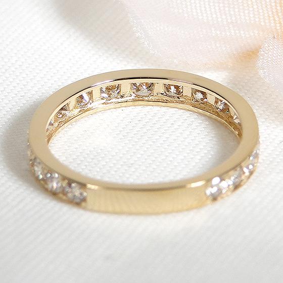 ダイヤモンド エタニティ リング K18YG 0.9ct ライトブラウン フチあり