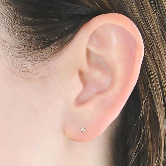 イエローゴールド 0.10ct H&C 一粒 ダイヤモンド K18YG スタッドピアス  