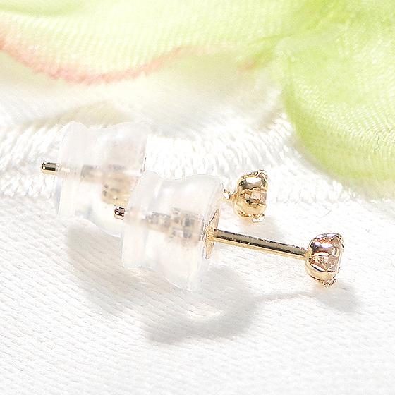 イエローゴールド 0.10ct H&C 一粒 ダイヤモンド K18YG スタッドピアス 
